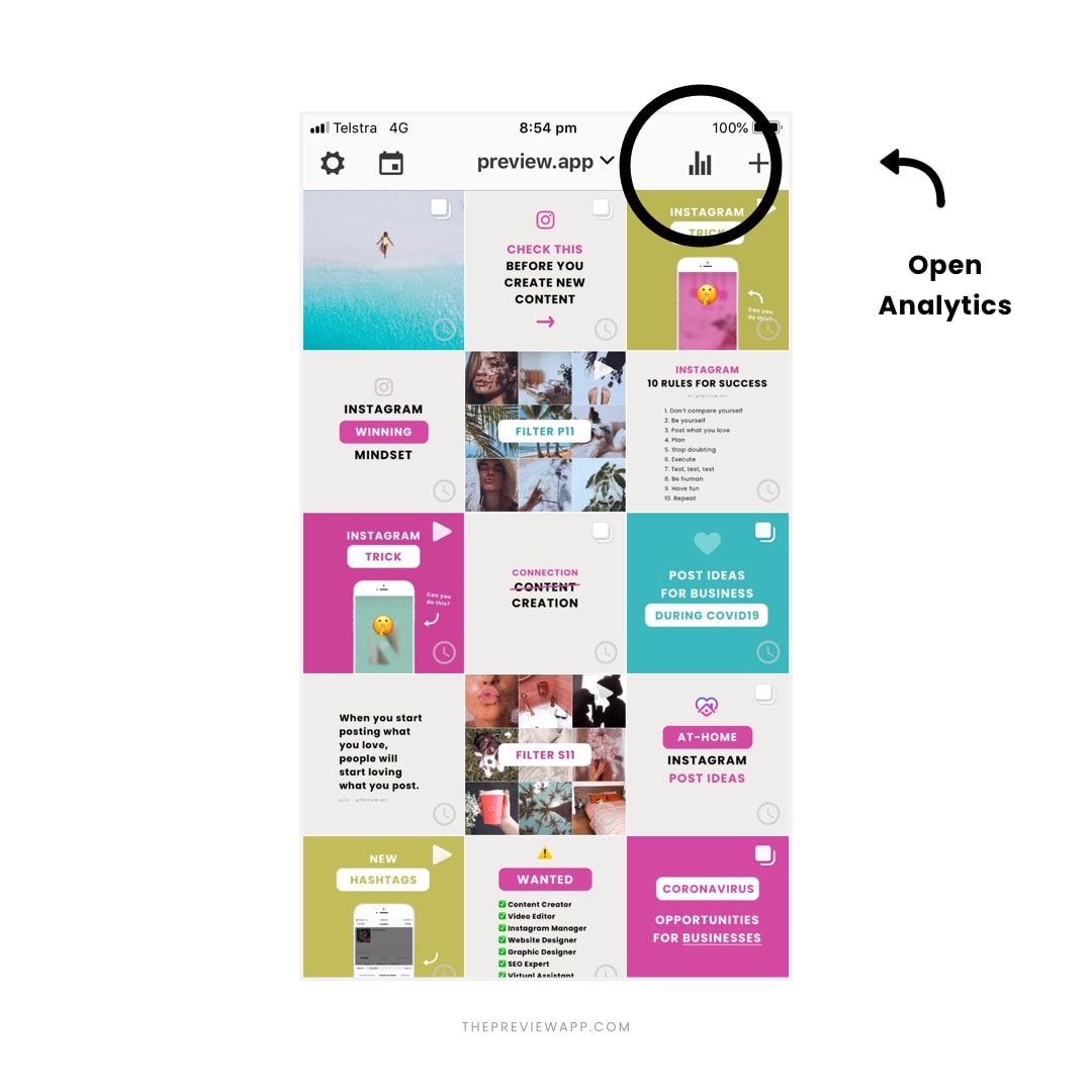 step 1 go in preview app instagram analytics - track instagram followers activity