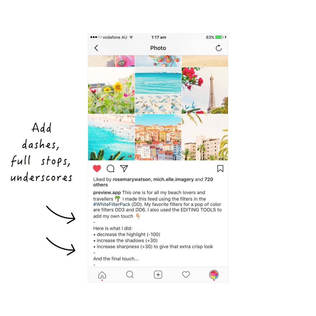 how to automatically add line break in ins!   tagram caption - instagram caption spacing