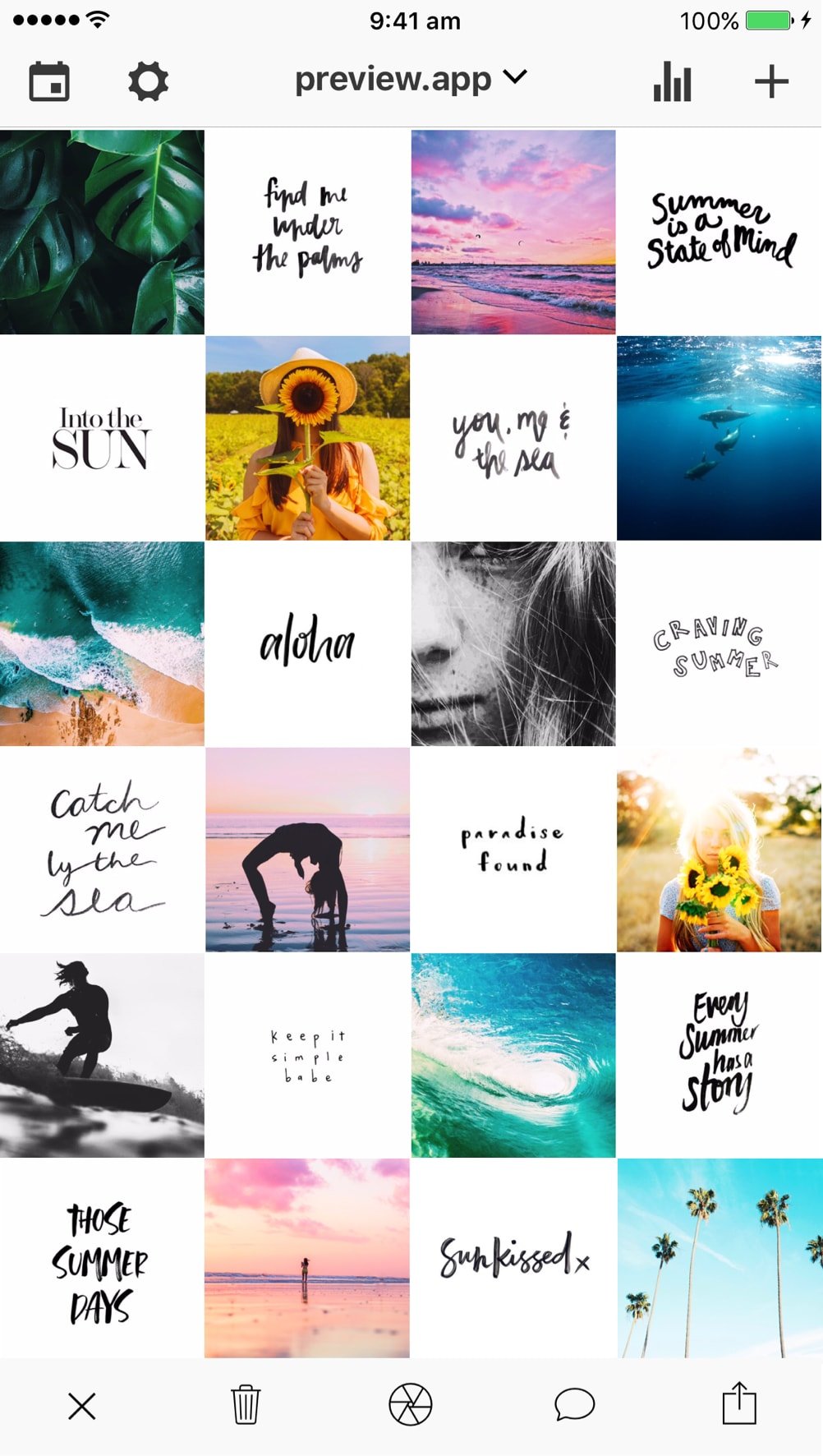 preview instagram grid