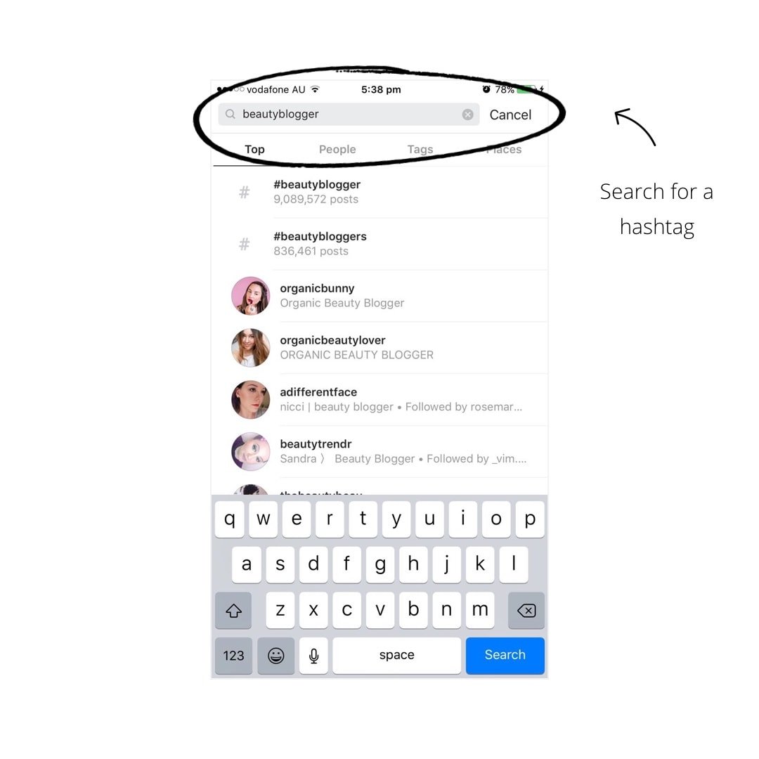 if the hashtag does appear in the search result tap on it - how to see followed instagram