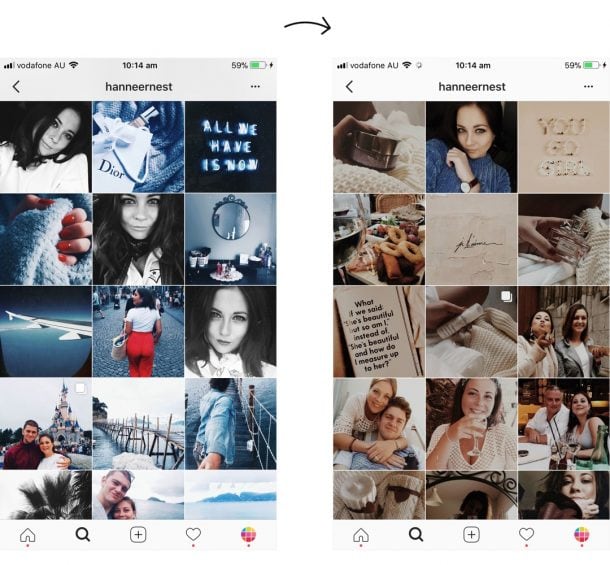 Instagram Feed Transformations (Before & After using Preview App)