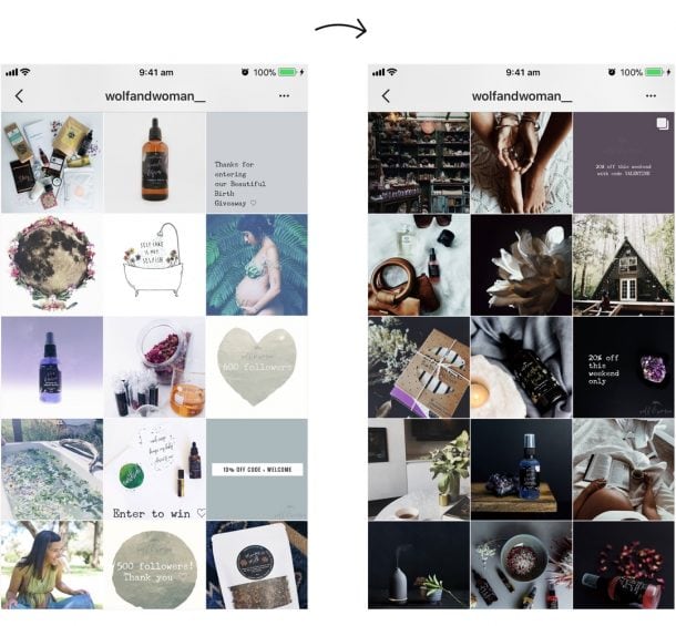 Predayed Instagram Instagram Feed Transformations (Before & After using Preview App)