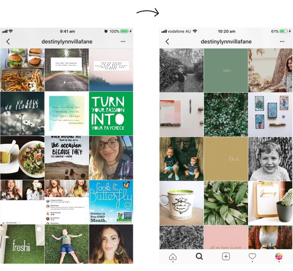 Instagram Feed Transformations (Before & After using Preview App)