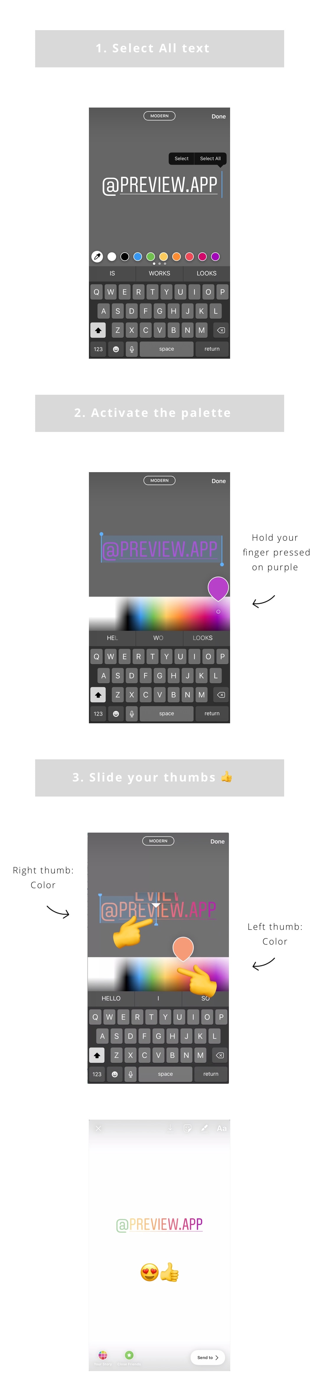 How To Do a Rainbow / Ombre Text Effect on Insta Story?