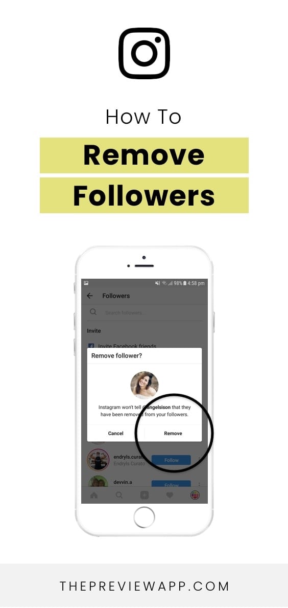 How to remove following on instagram