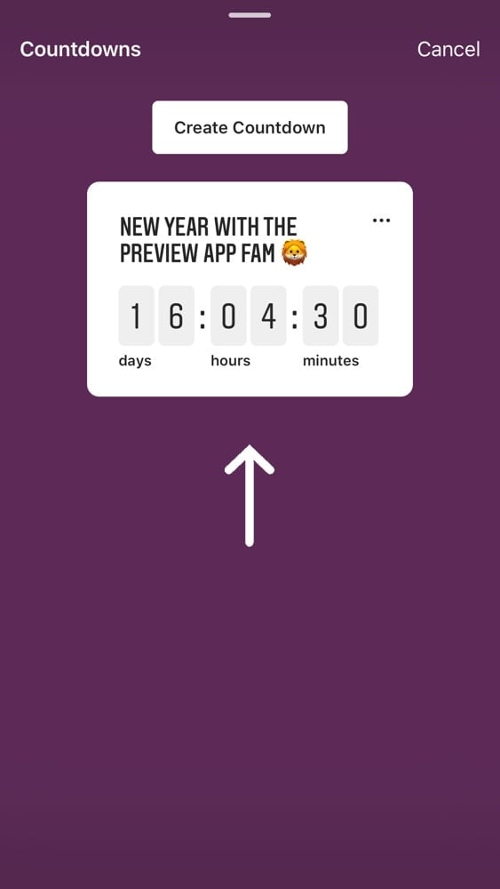 instagram count down