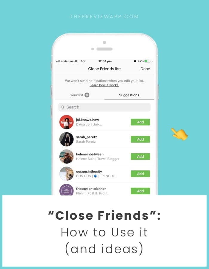 instagram close friends list