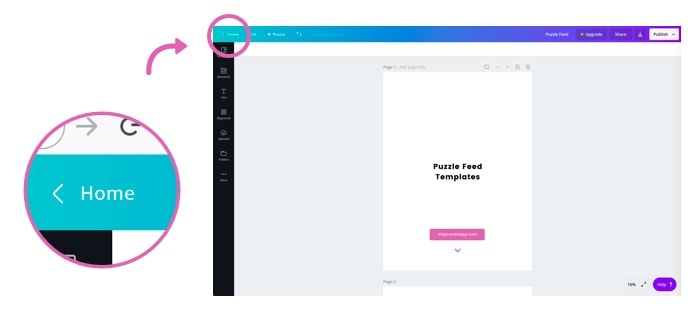 you will be taken back to your home page in canva - instagram page template 2019