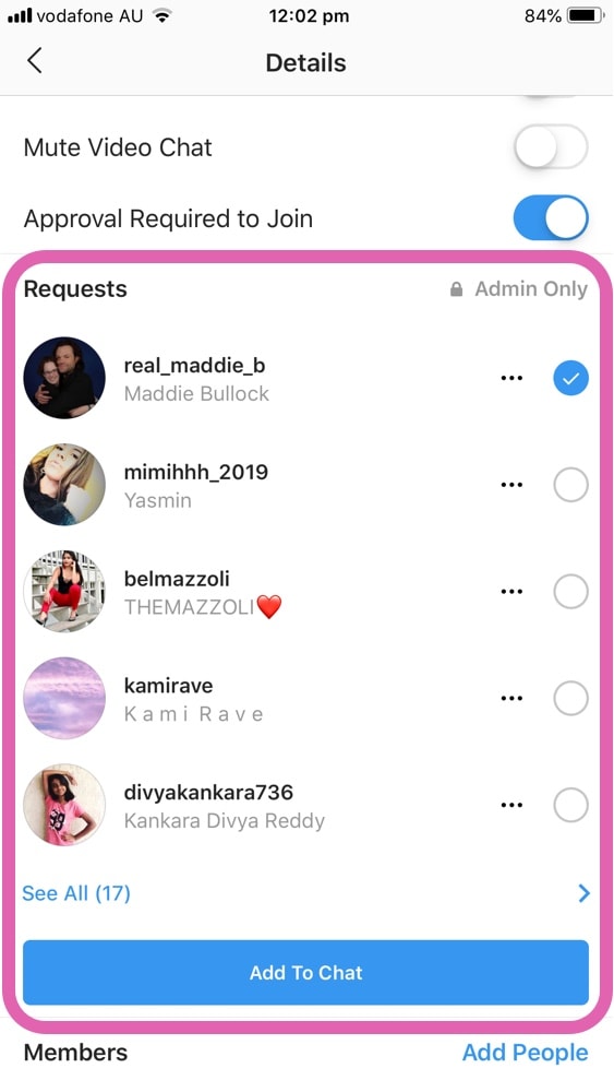 Instagram chat on Fake Instagram