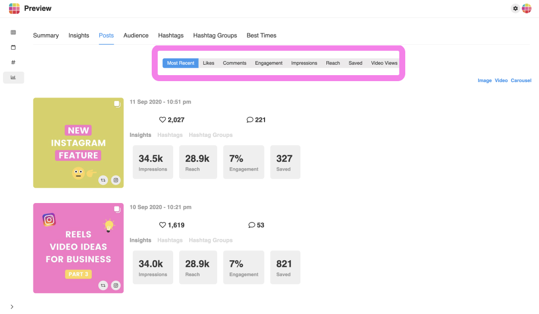 Instagram insights on Desktop