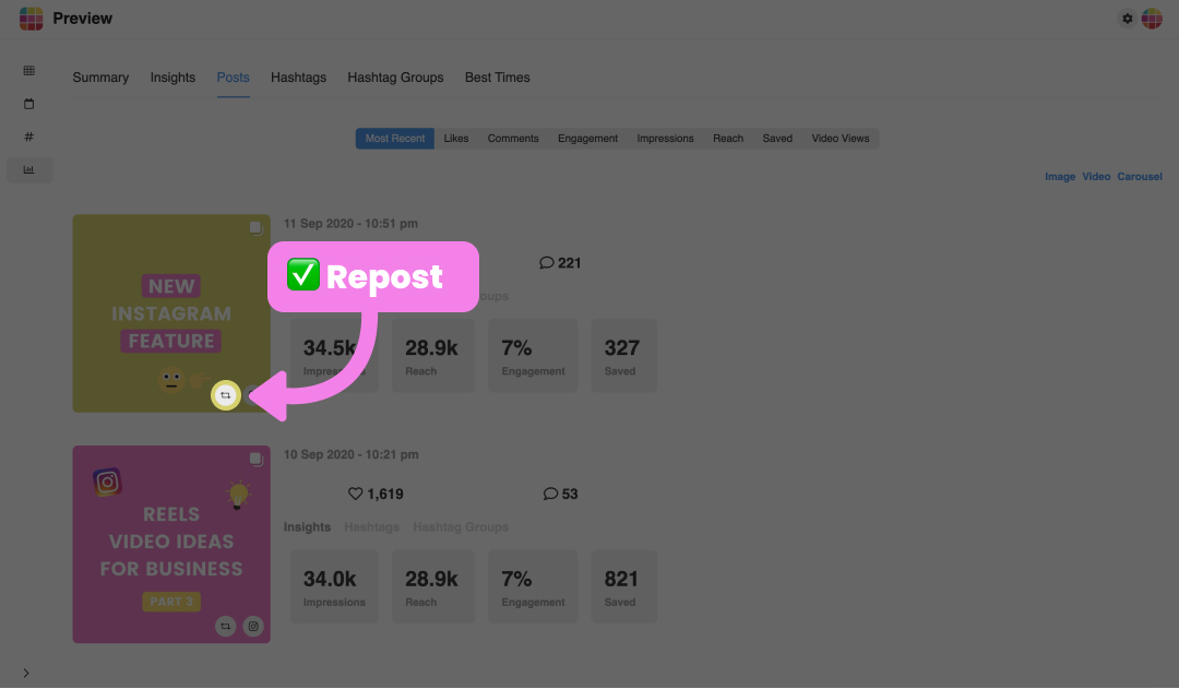 Instagram insights on Desktop: Growth rate