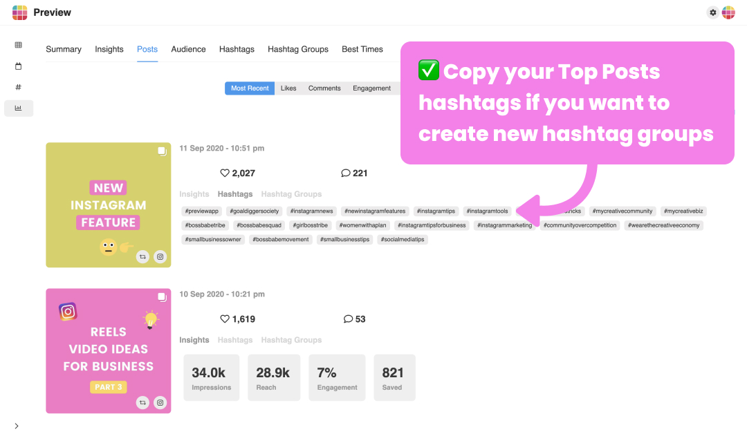 Instagram insights on Desktop: Growth rate