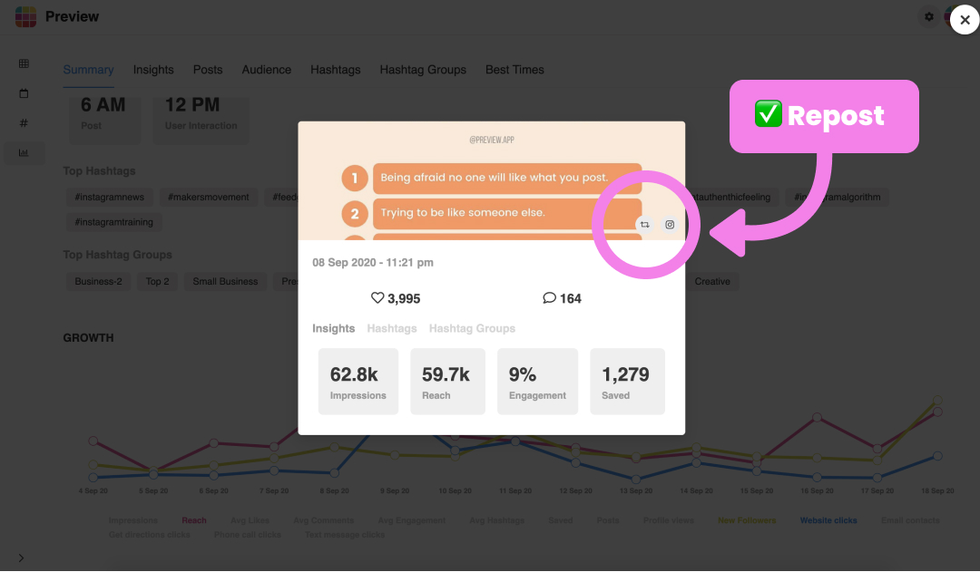 how to repost top instagram posts