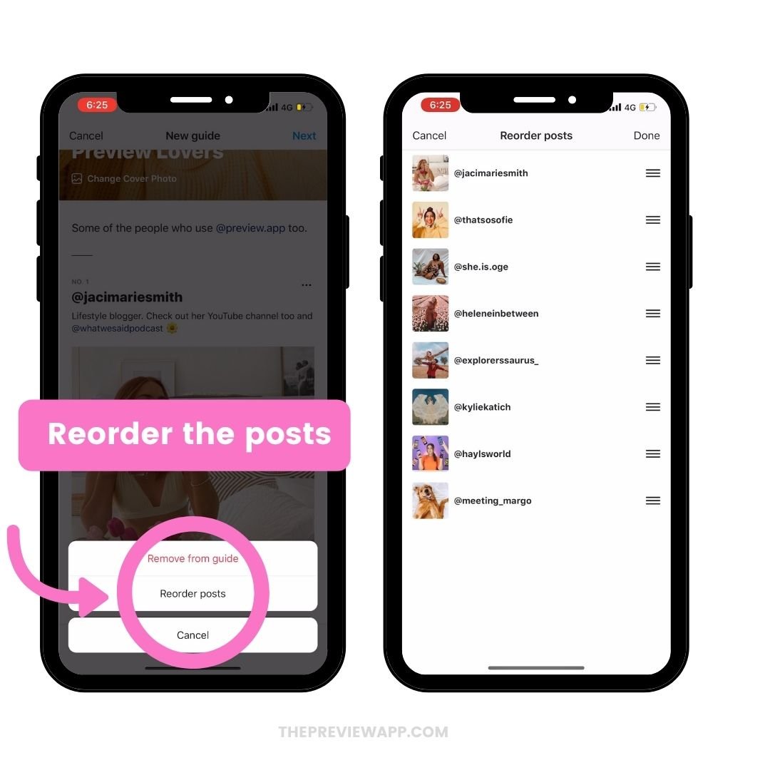 How to reorder Instagram Guides sections