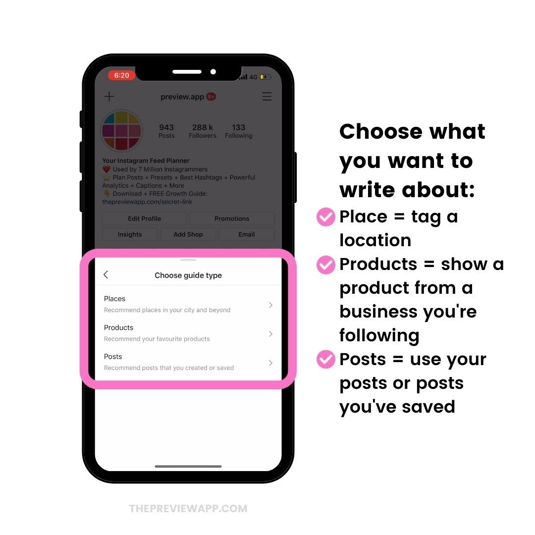 Choose what to post in your Instagram Guides