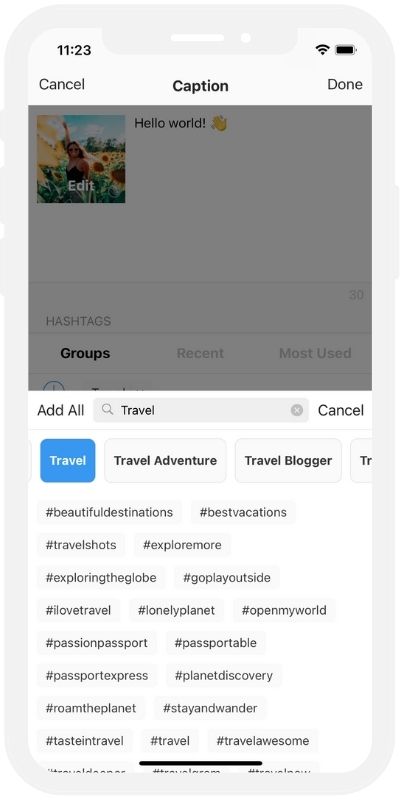 Instagram Feed Planner App: Preview and its Hashtag Finder