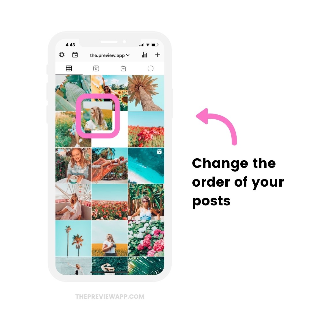 Rearrange your posts to preview your feed before you schedule automatically