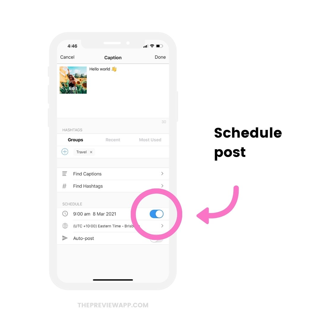 Schedule Post button in Preview app