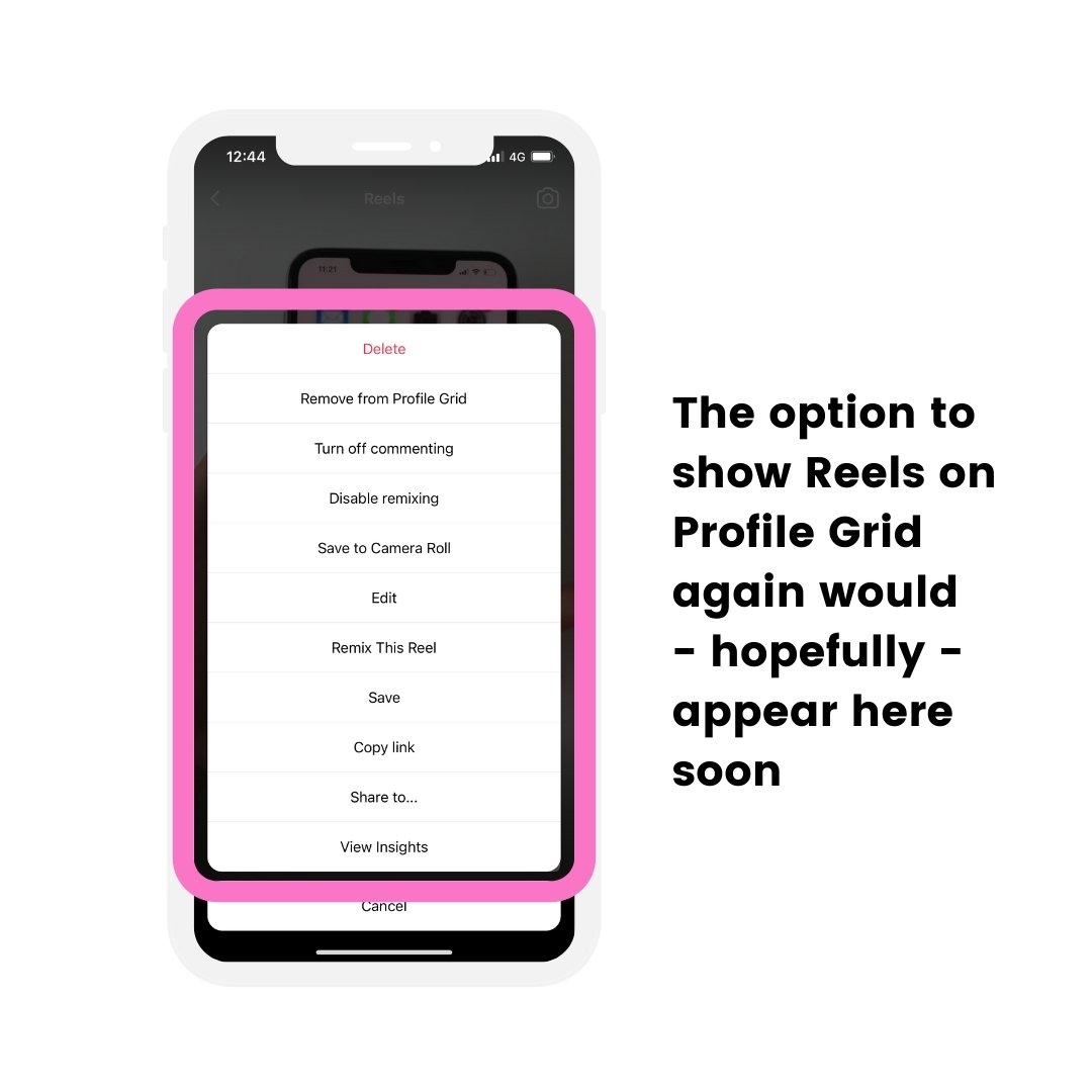 instagram add reel back to profile grid