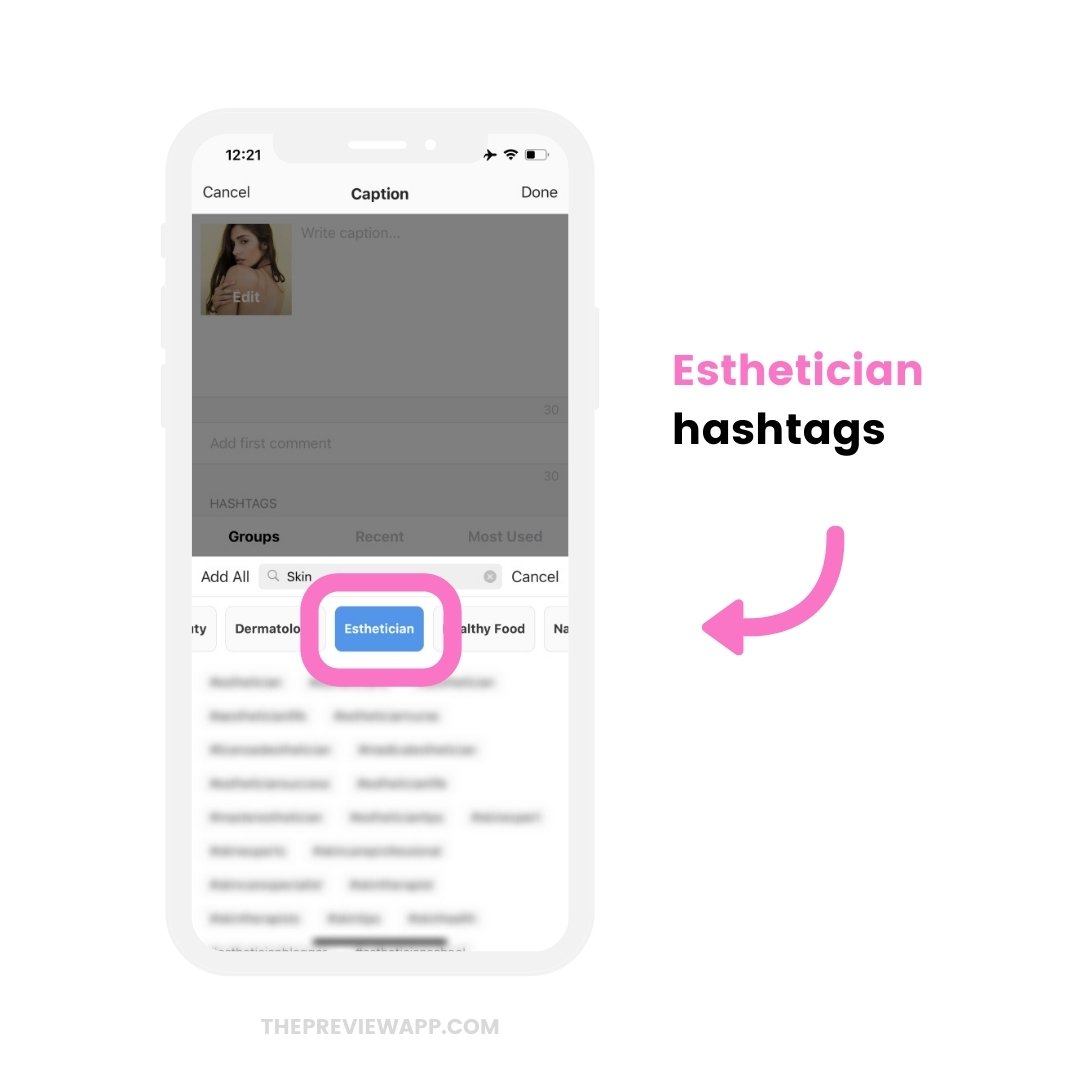 Aesthetician Instagram hashtags for skincare post