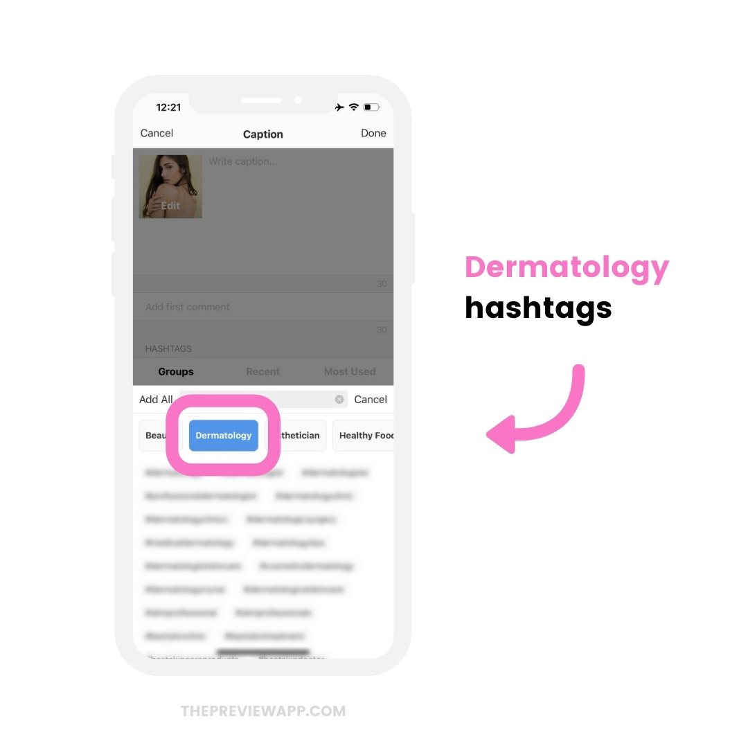 Dermatology Instagram hashtags for skincare post