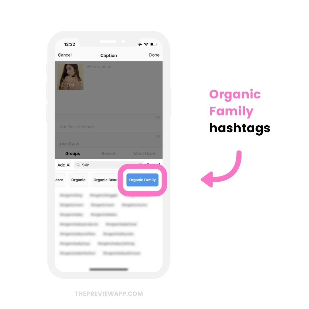Organic family Instagram hashtags in Preview app (copy and paste)