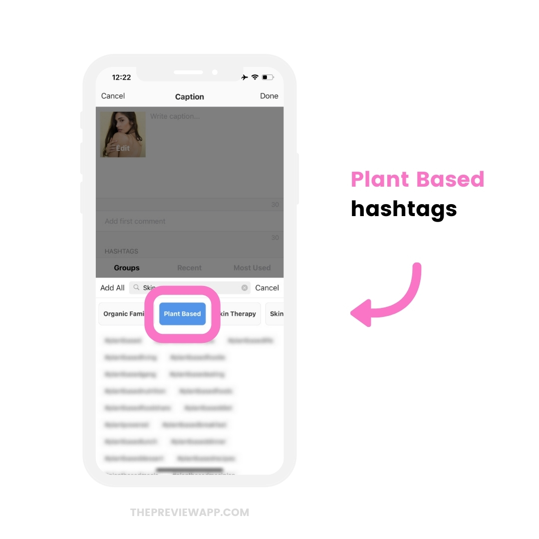 Vegan skincare Instagram hashtags in Preview app (copy and paste)