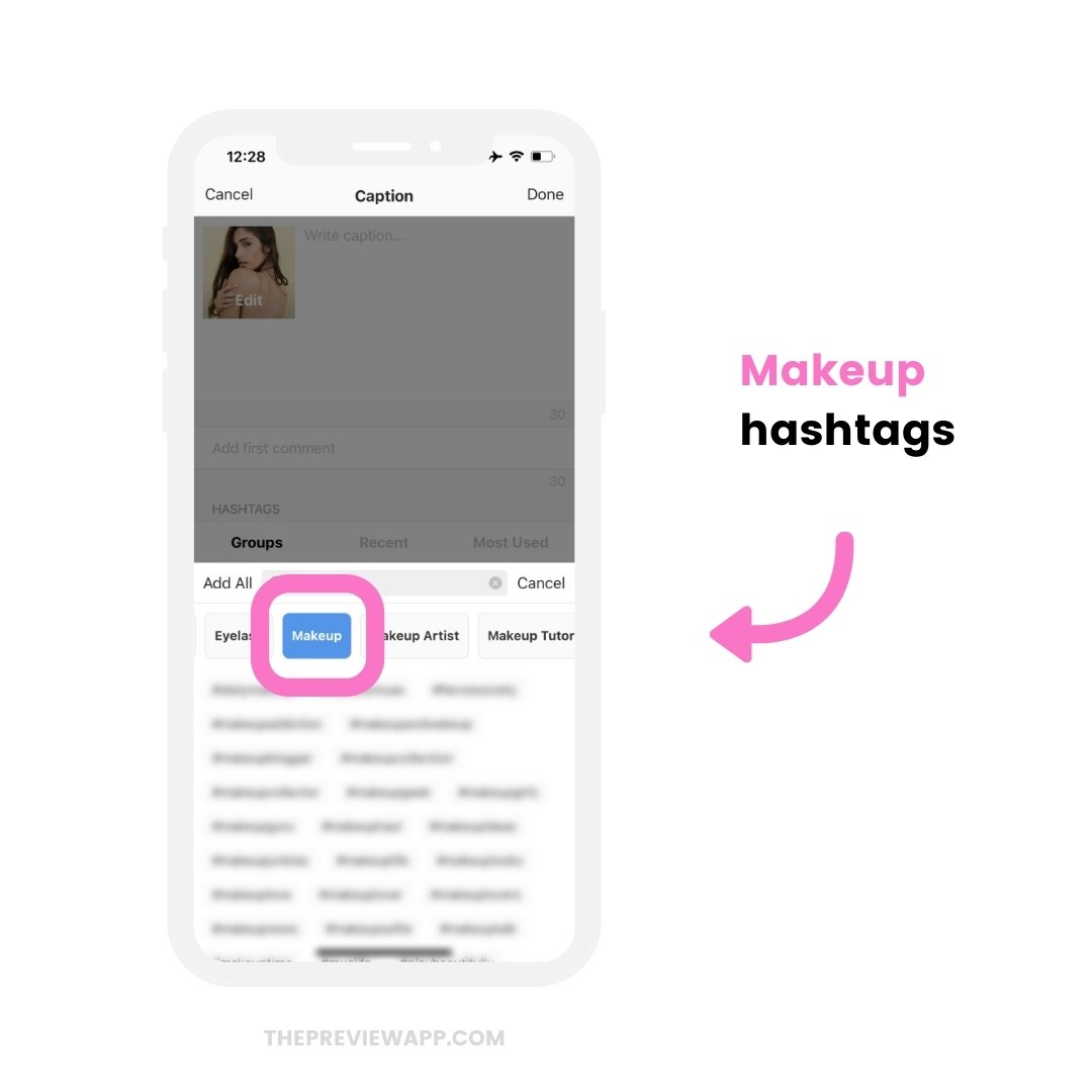 Makeup Instagram hashtags for skincare in Preview app (copy and paste)