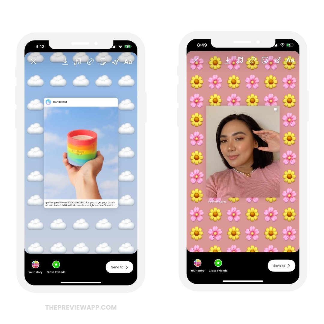 How to put emoji background behind new post on Instagram Story
