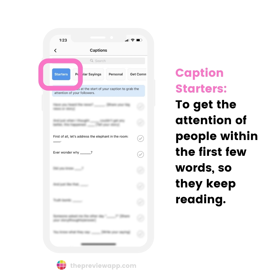 Strategic Instagram caption templates for interior designer in Preview App