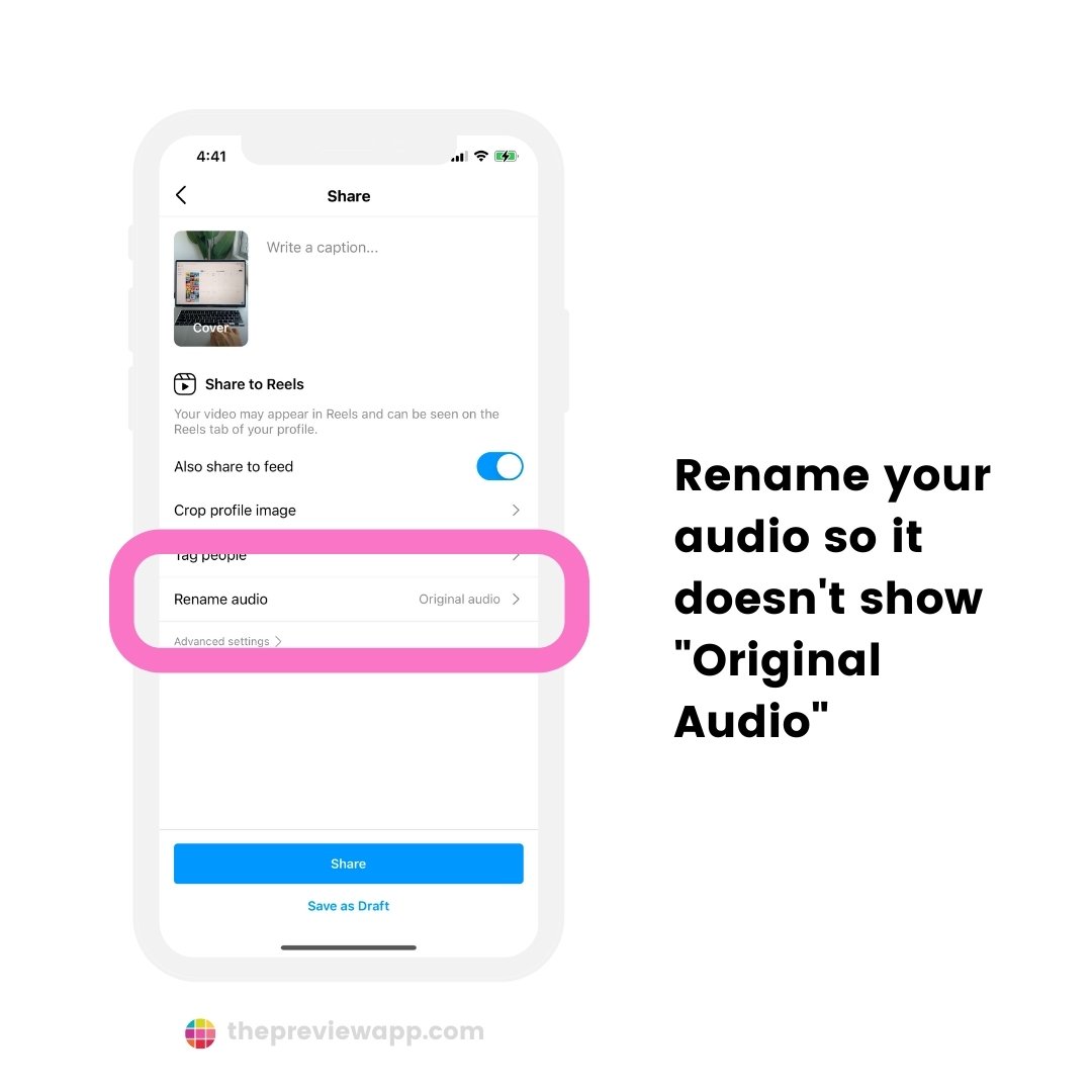 Change the original audio name