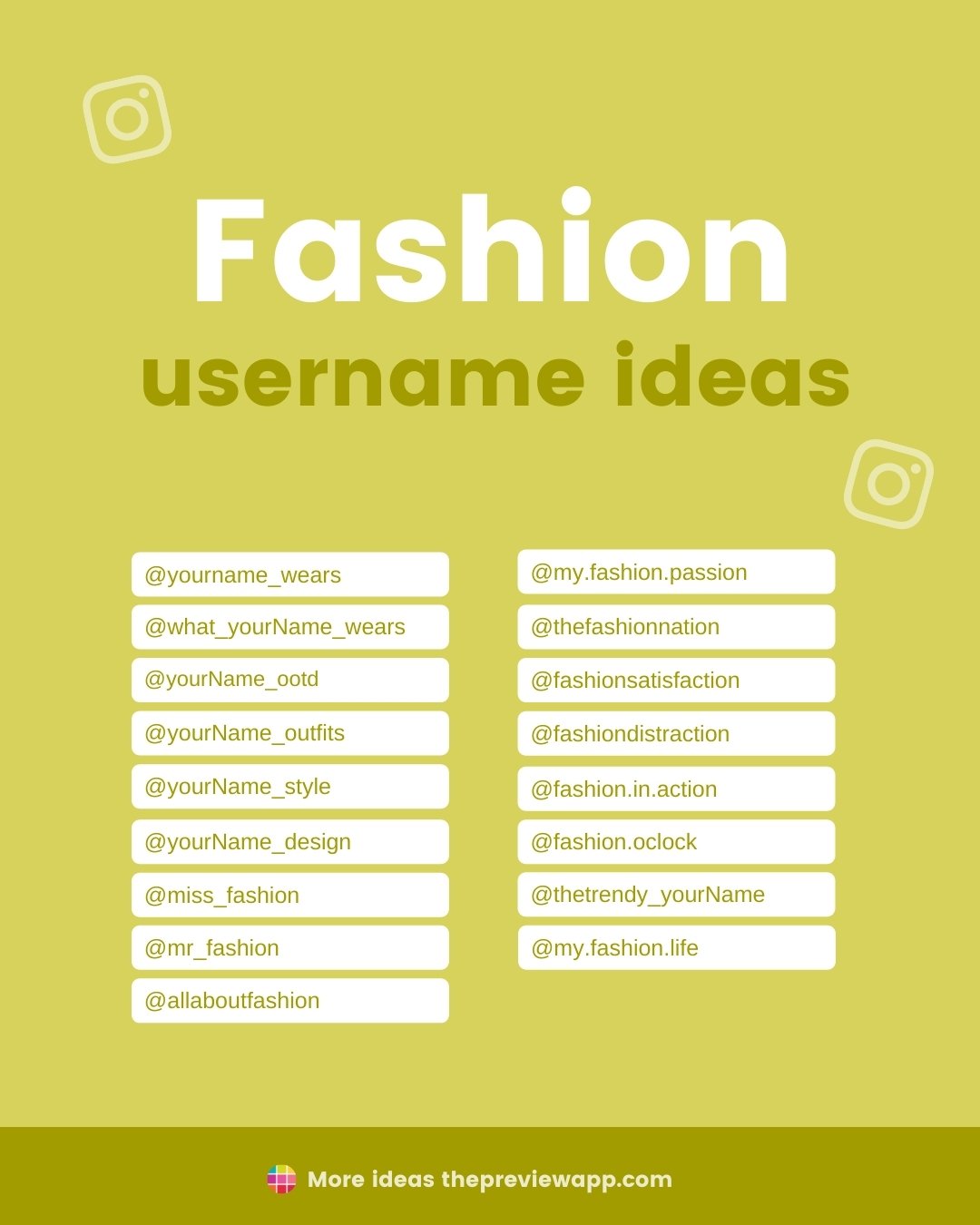 Instagram Username Ideas for Fashion Bloggers & Clothing brands