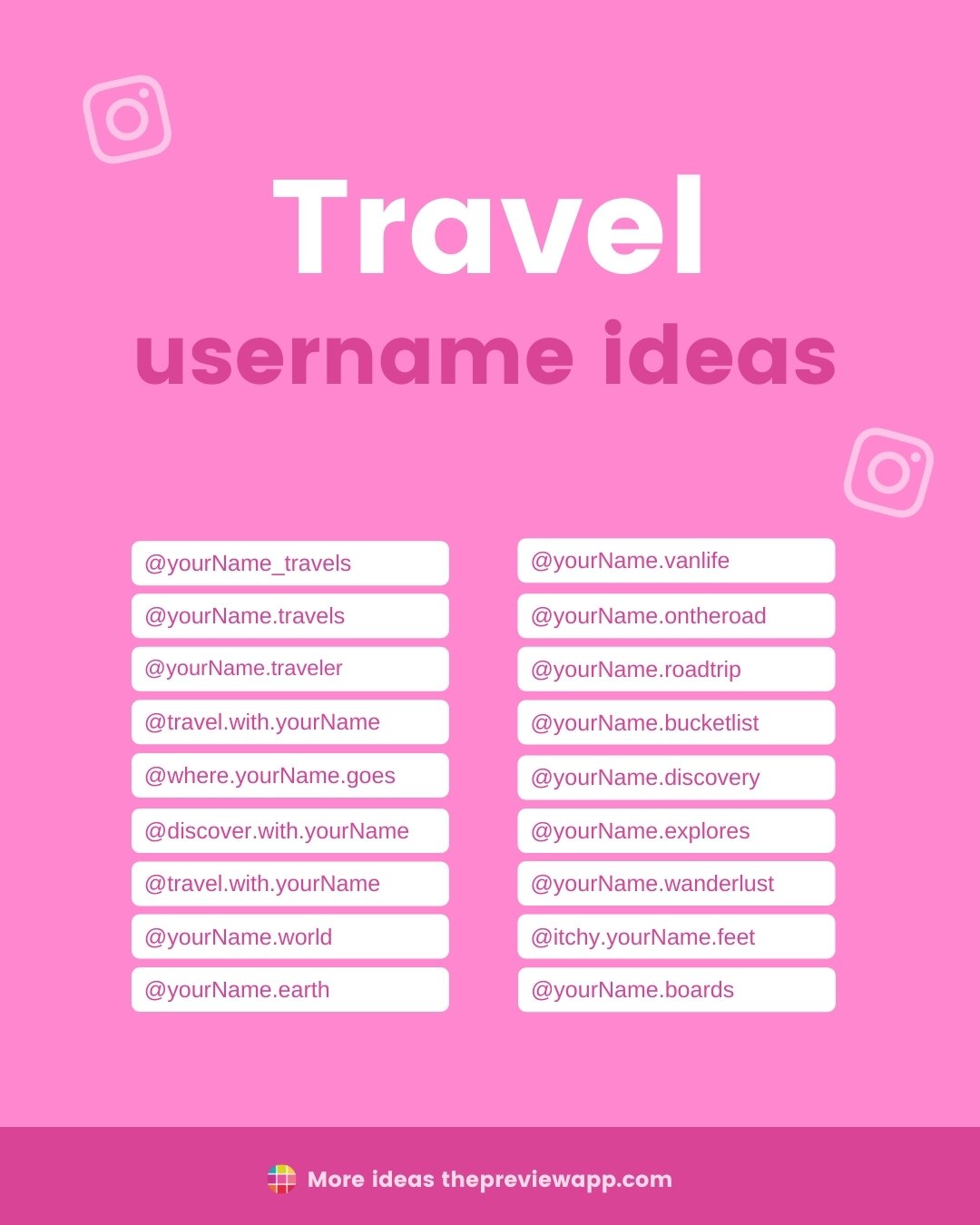 travel and food usernames for instagram