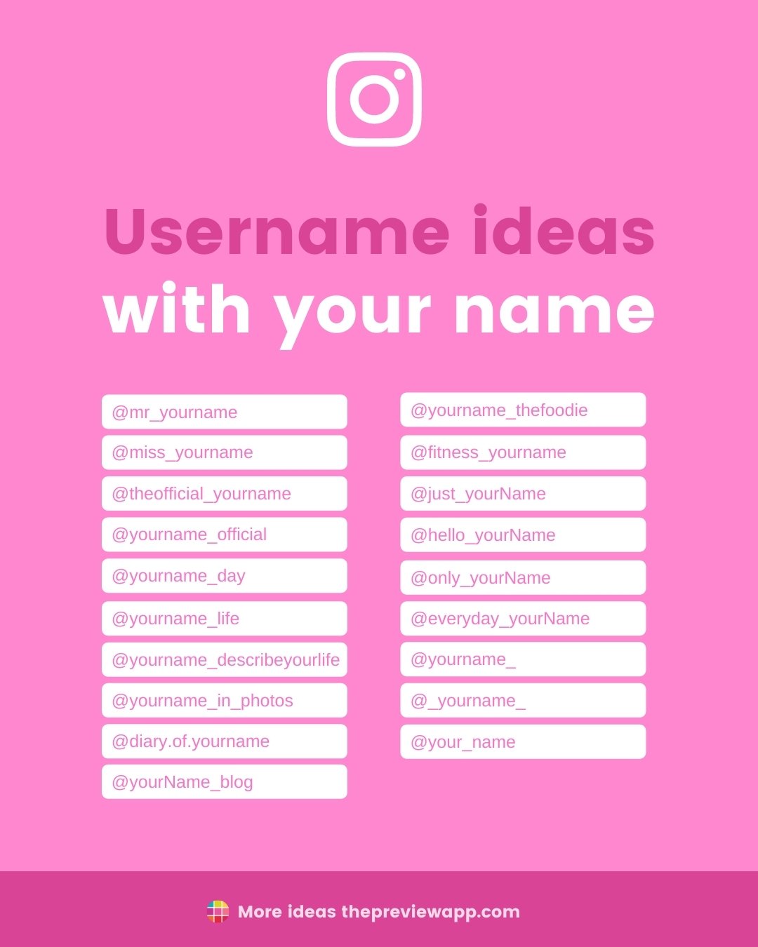 Instagram Username Ideas with your Name