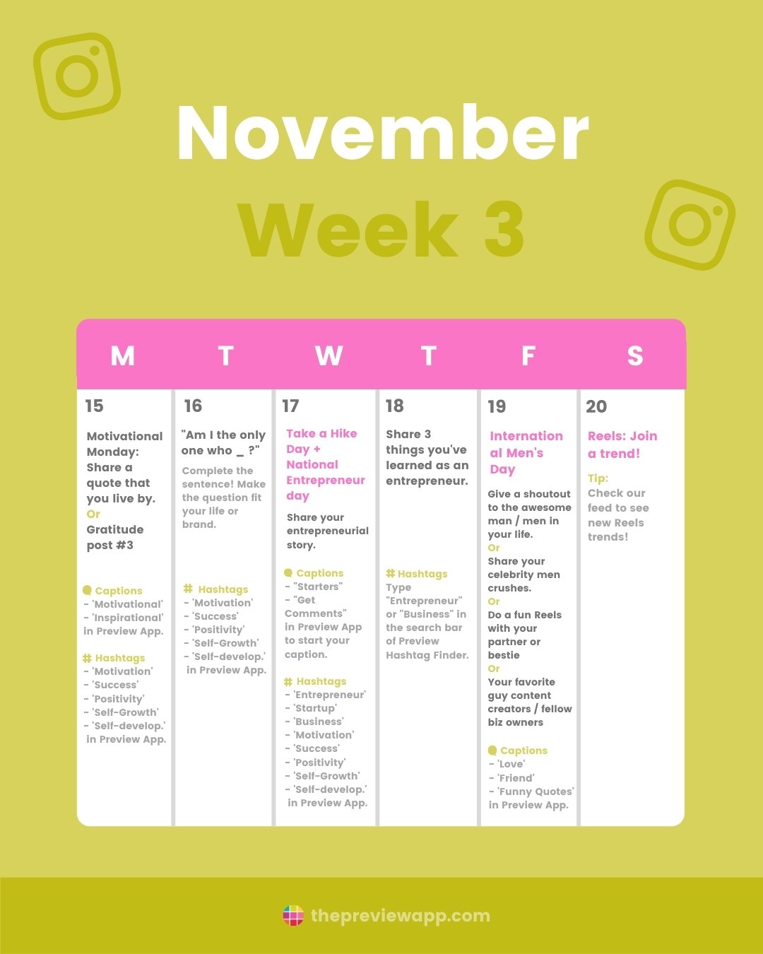 30+ Unique November Instagram Post Ideas (with Caption + Hashtags)