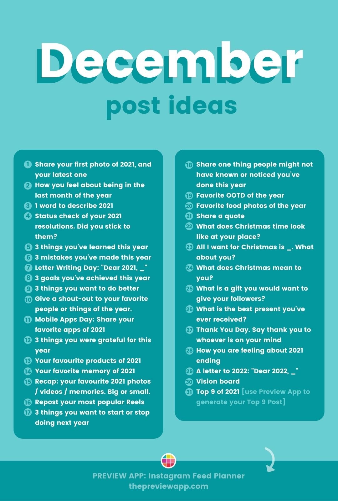 30+ December Instagram Post Ideas (with Hashtags & Captions)