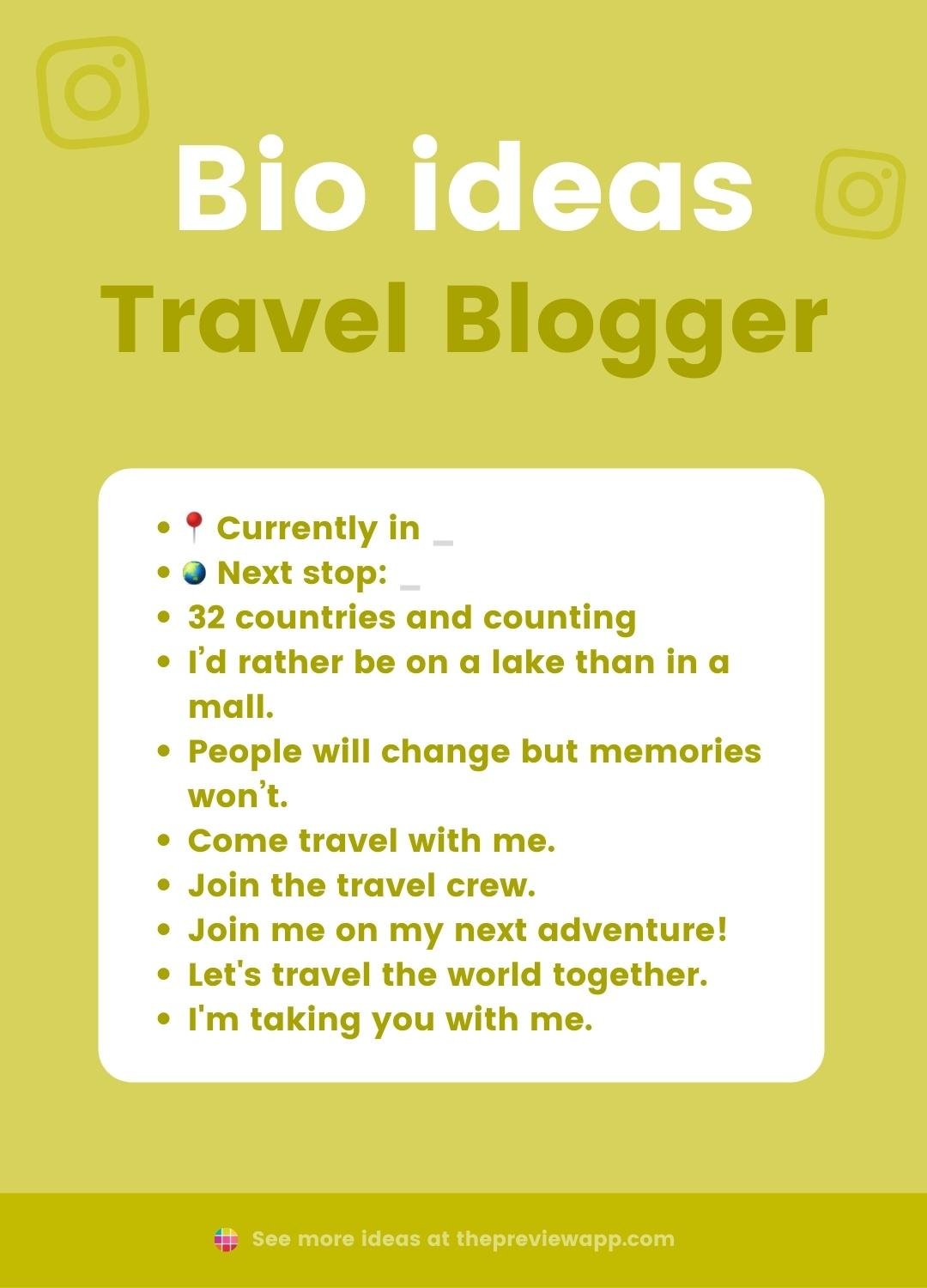 travel blog bio ideas