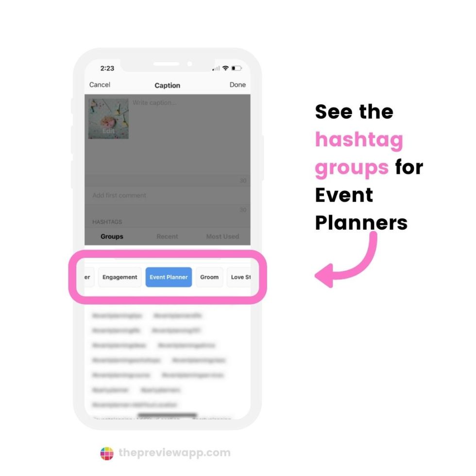 100 Instagram Hashtags for Event Planner (Done for you strategy)