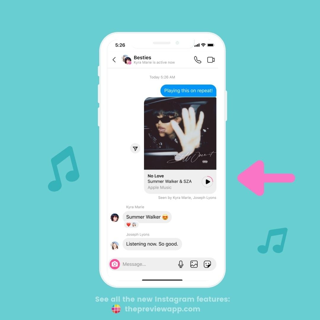 ویژگی های جدید اینستاگرام 2022 Direct Message Music