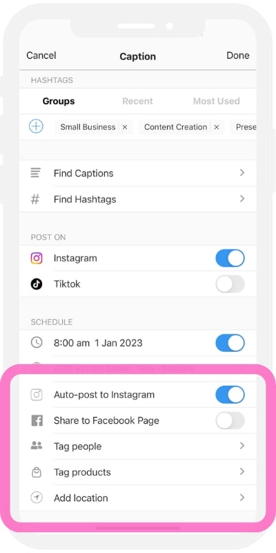 Instagram auto-post feature in Preview App feed planner