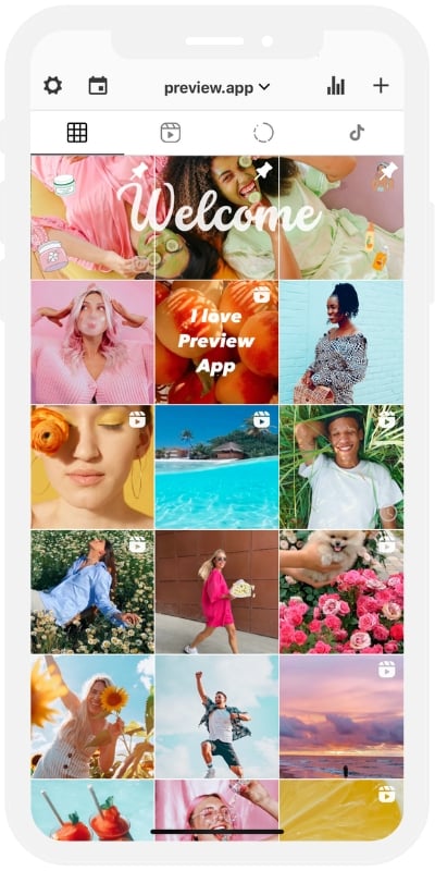 Preview Instagram feed planner with pinned posts