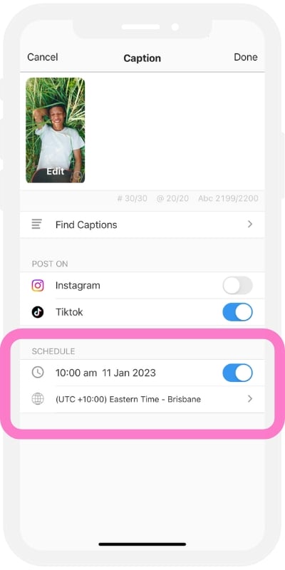 TikTok Scheduler in Preview App