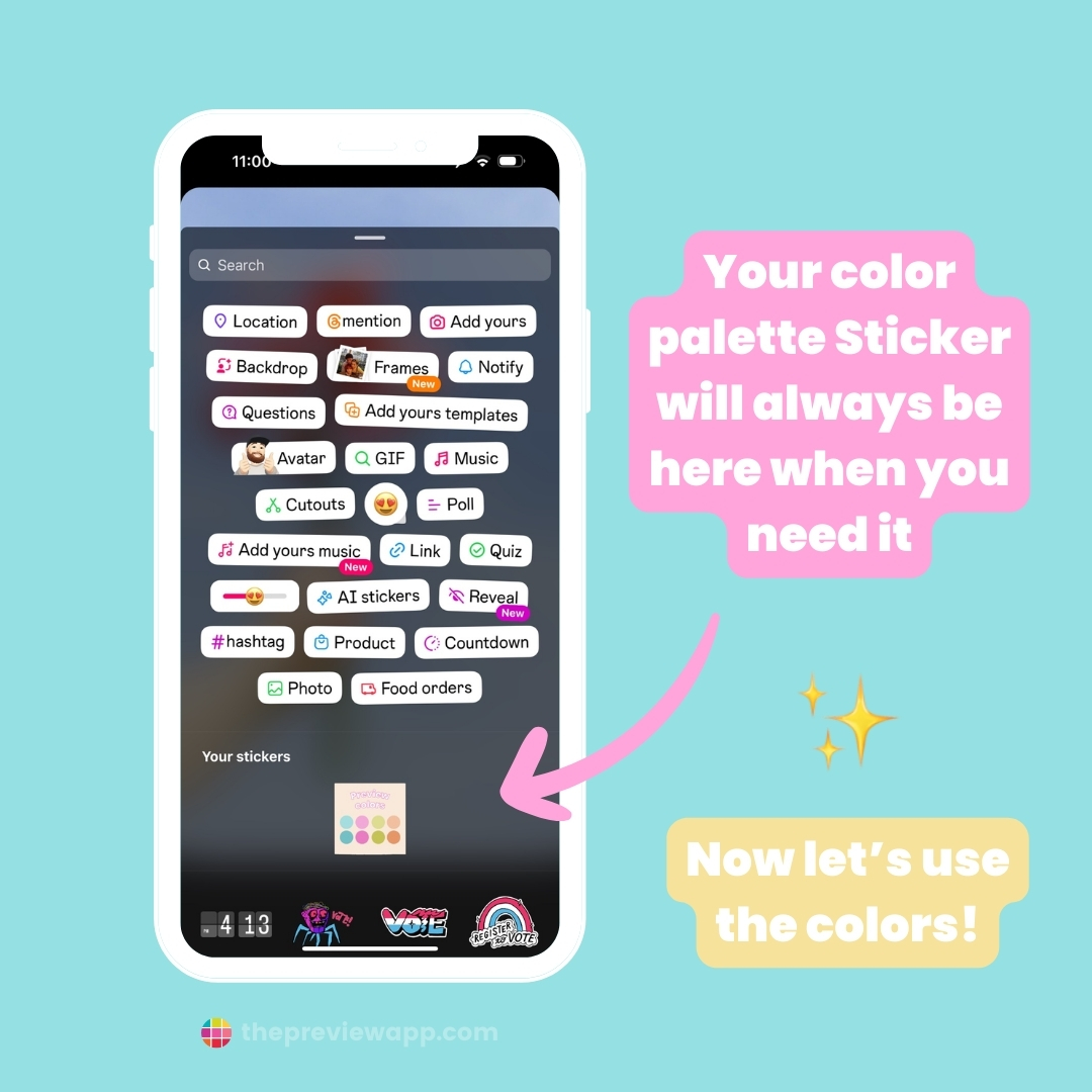 Custom colors Instagram story