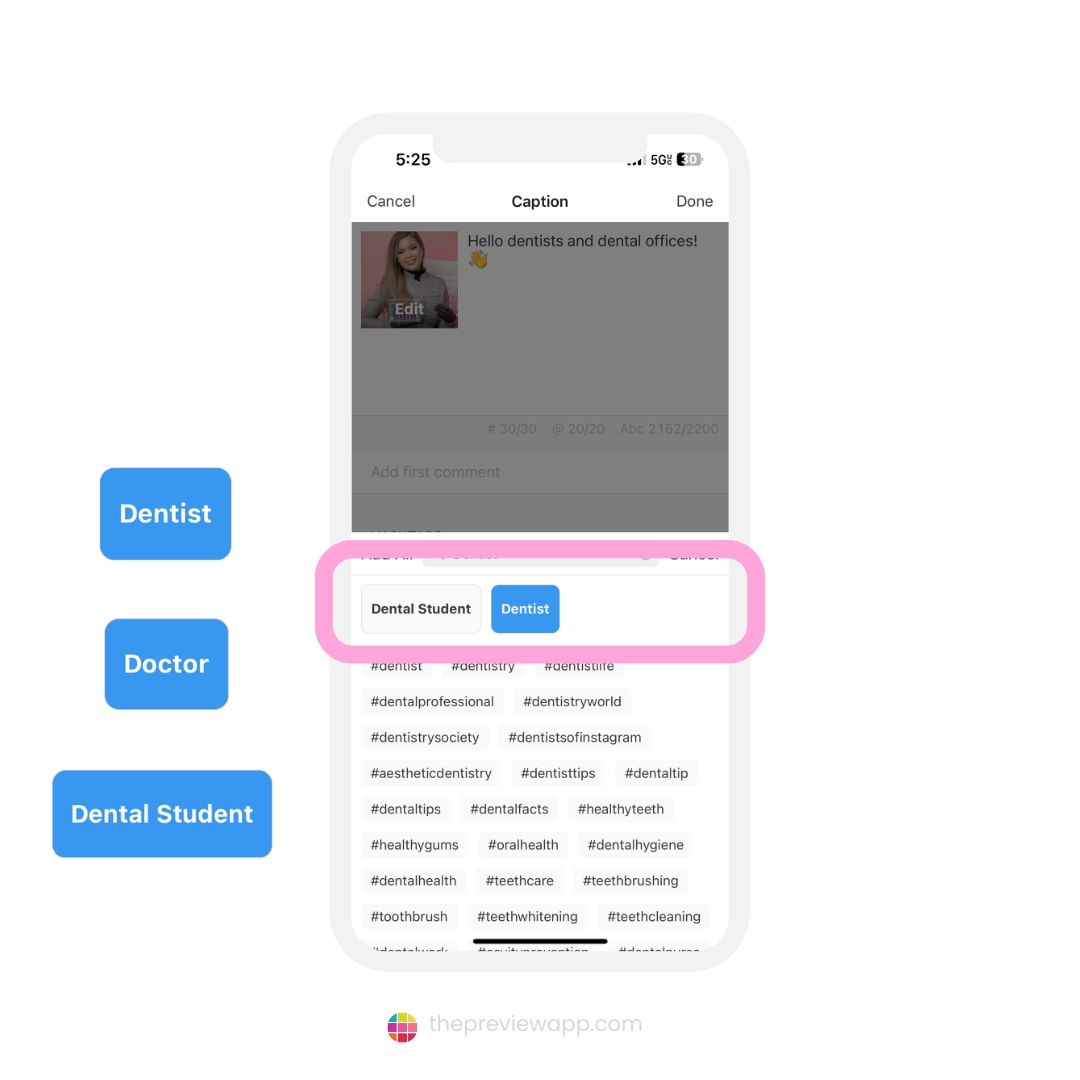 Instagram hashtags dentist