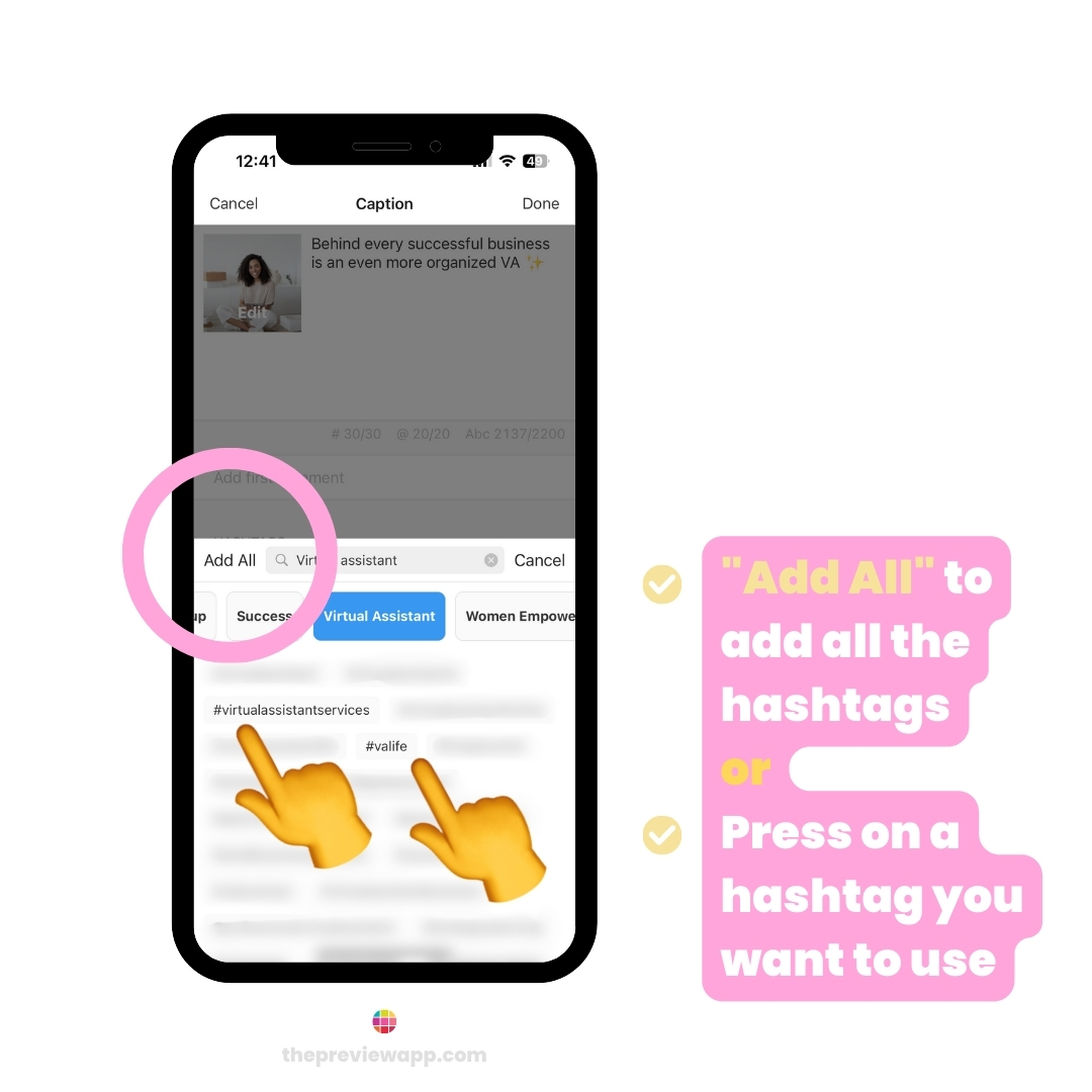 Instagram hashtags virtual assistants