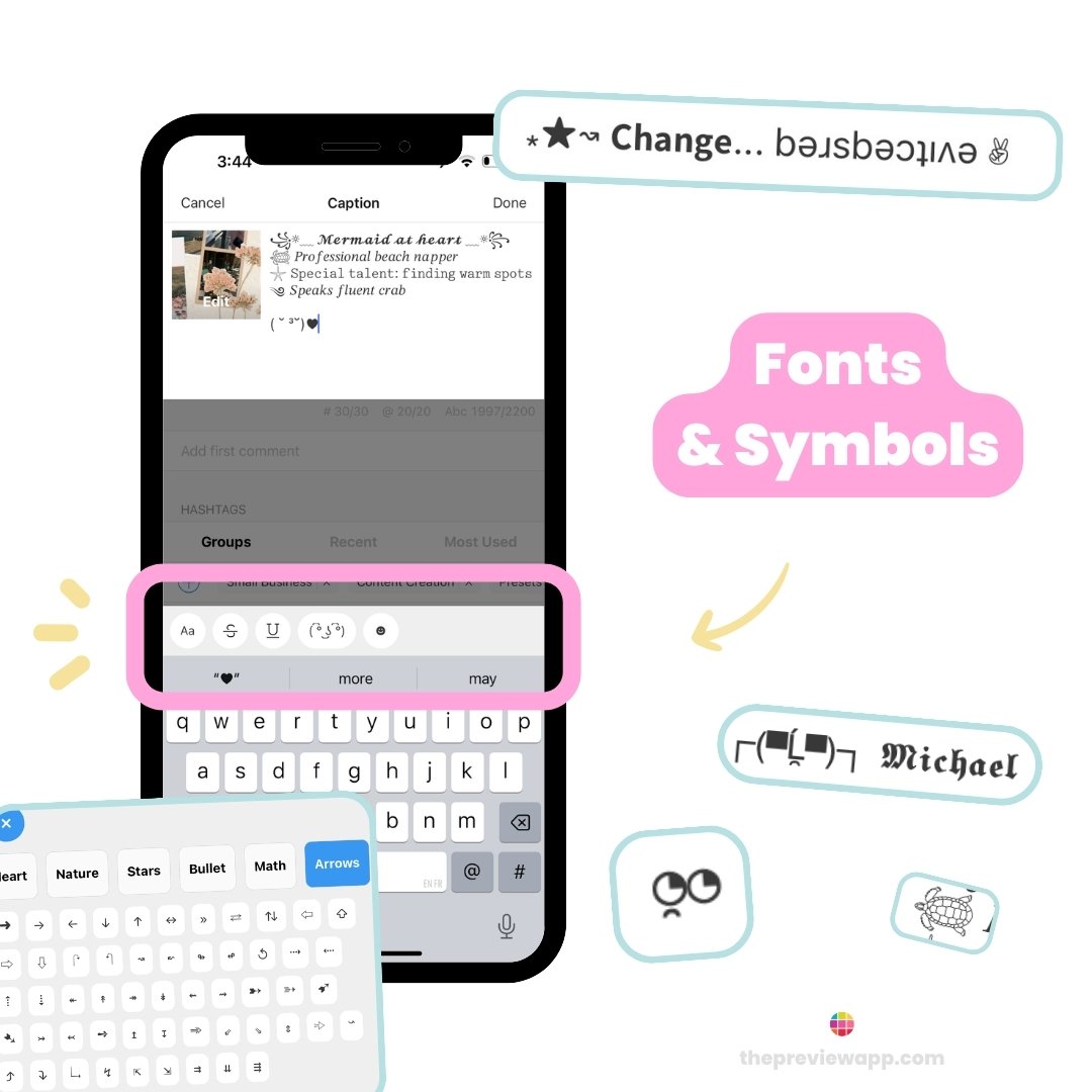 Instagram Fonts & Symbols Generator in Preview App